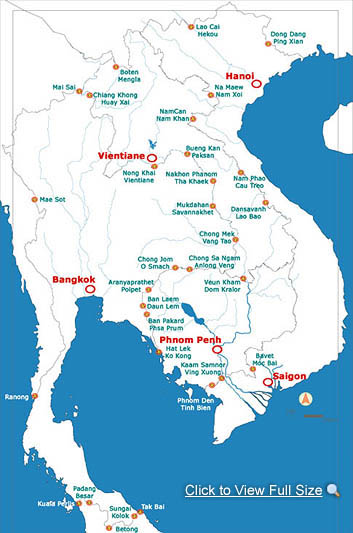 Visa Border Crossings Map for Thailand and surounding countries
